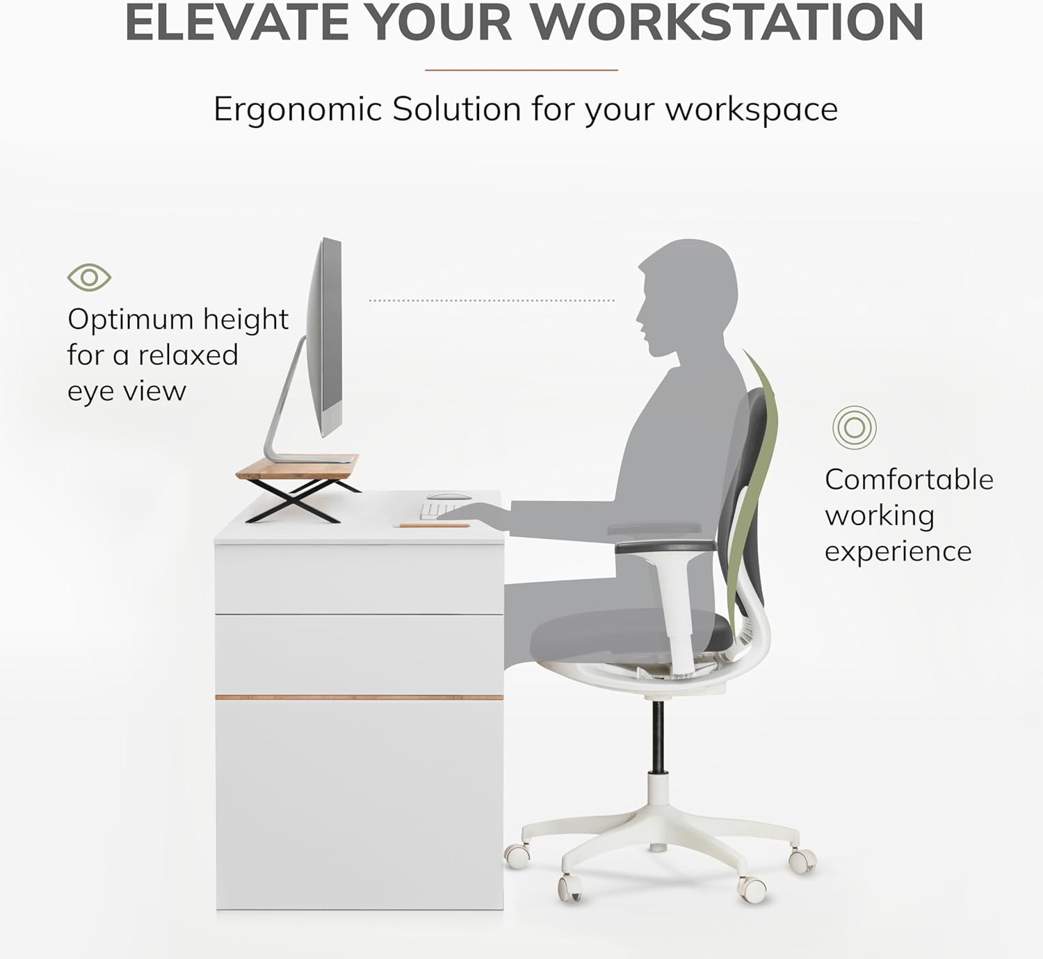 Anji Mountain Monitor Stand - Desktop Organizer & Laptop Riser, Ergonomic Monitor Riser, Space-Saving Monitor Stand for Desk, Durable Construction, Easy Assembly, Ideal for Home & Office,Natural