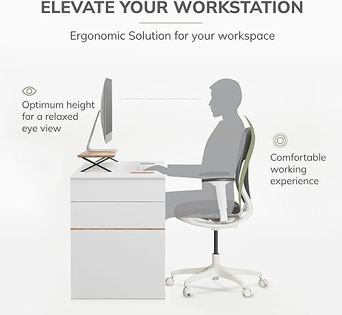 Miniatura 7 de Anji Mountain Soporte de madera para monitor de escritorio, organizador de escritorio para el hogar, oficina, espacio de trabajo, elevador de