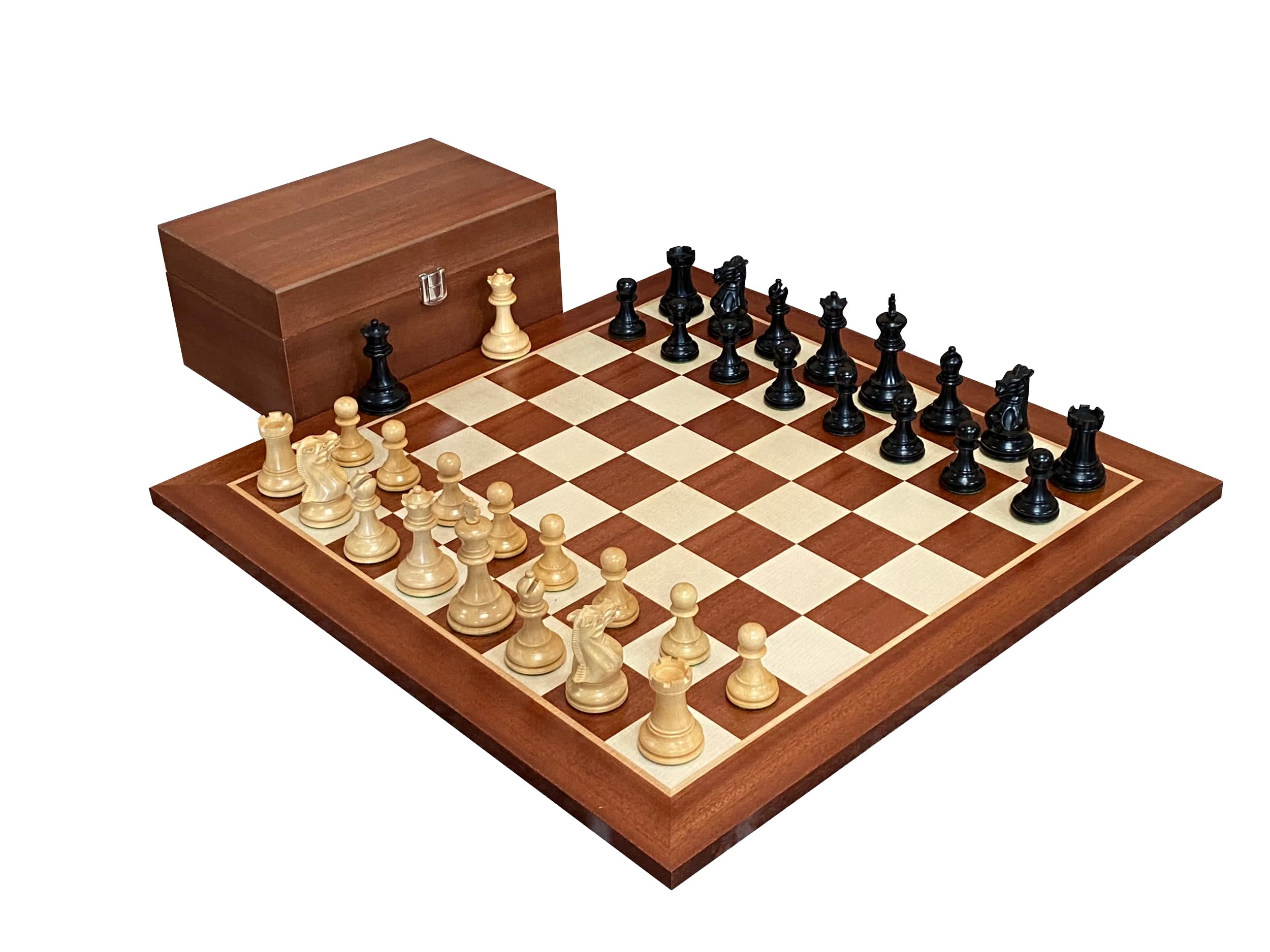 Black Elite Players Mahogany Chess Set Combination
