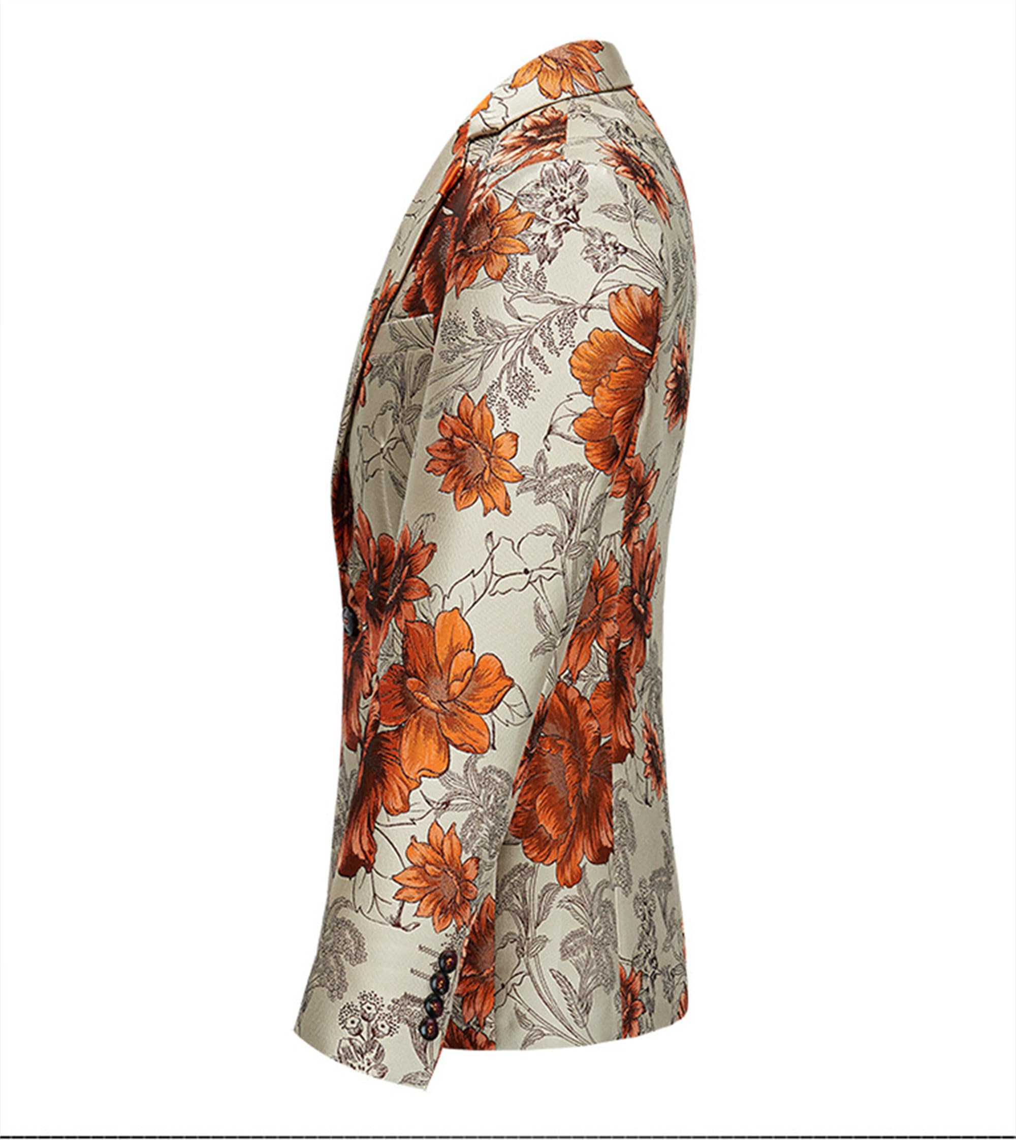 JEShifangjiusu Uomini Set Di Due Abiti Fiori Frantumati Set di Una Capsula Cena Abbottonato Smoking Cappotto E Pantaloni Lusso Stampato Wedding Suit Cappotto