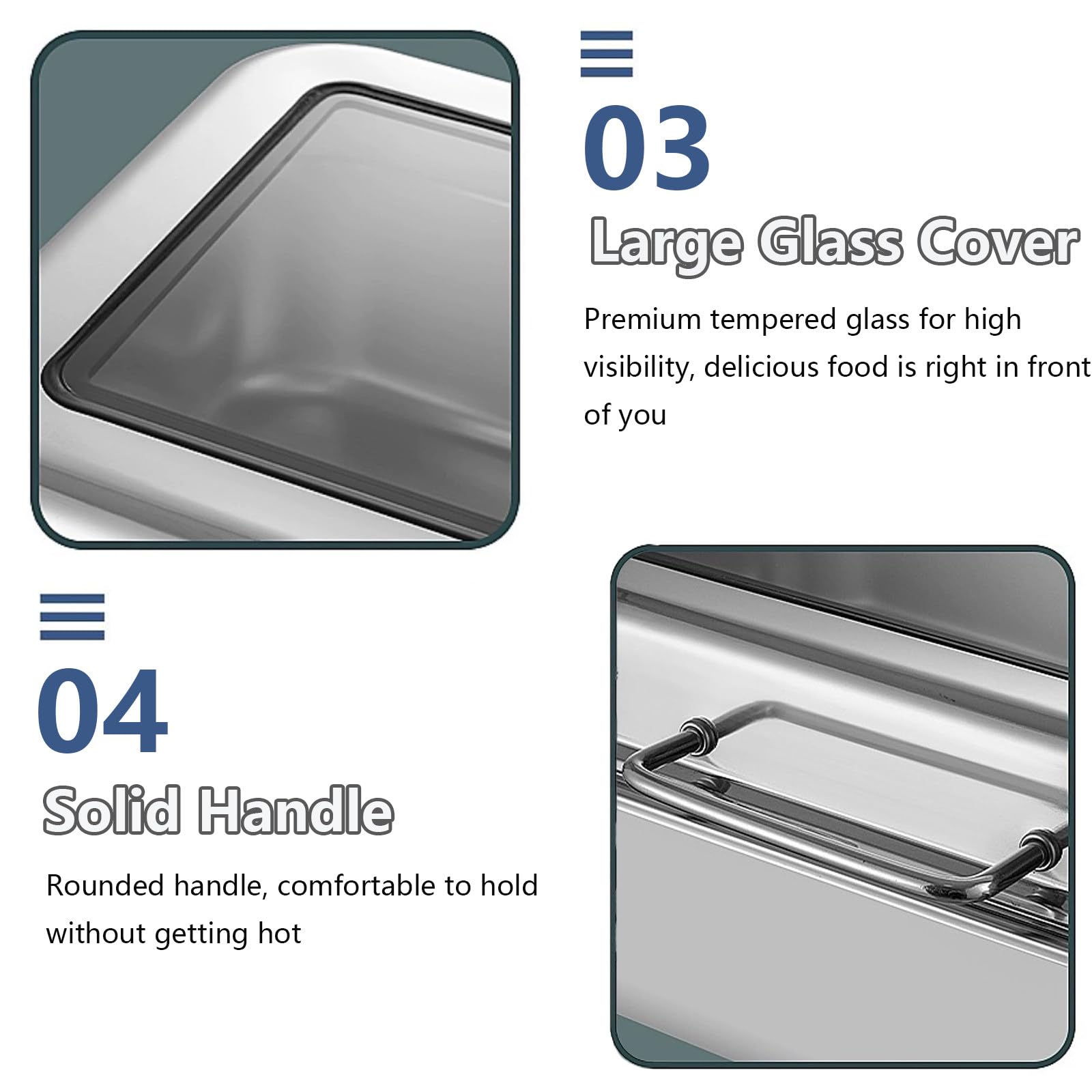 Chafing Dishes para Buffet, Chafing Dish De Acero Inoxidable, Chafing Dishes Y Calentadores De Buffet con Bandeja para Comida Y Agua, para Cualquier Fiesta,9QT
