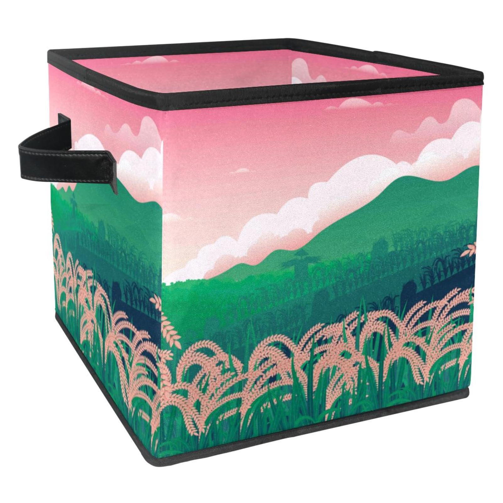Boîte de rangement pliable cube motif riz pour ranger les vêtements et jouets