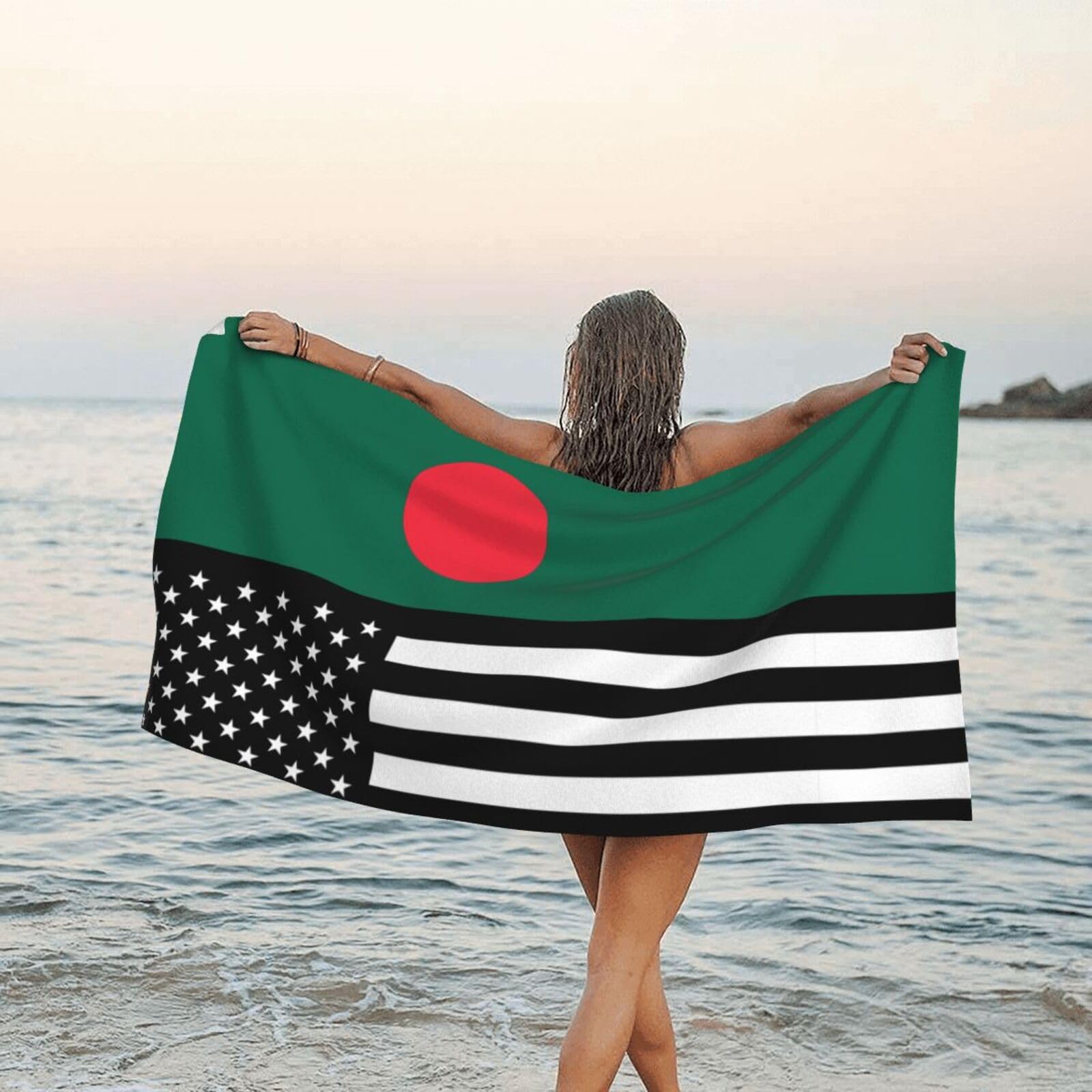 Serviette de plage drapeau américain du Bangladesh 80x130cm