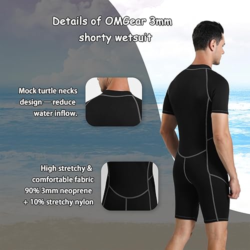 Miniatura 3 de OMGear Traje de neopreno para mujeres y hombres de 0.079 pulgadas y 0.118 pulgadas para agua fría, traje de baño térmico de cuerpo cortocompleto