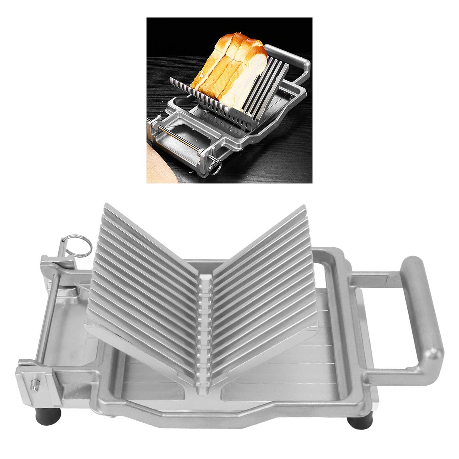 Käseschneider, Manueller Toastbrot Sandwichschneider aus Edelstahl mit Griff und Skalenlinien, Rutschfeste Basis für Mittagsfleisch, Eier, Hartkäse, Banane (20mm)