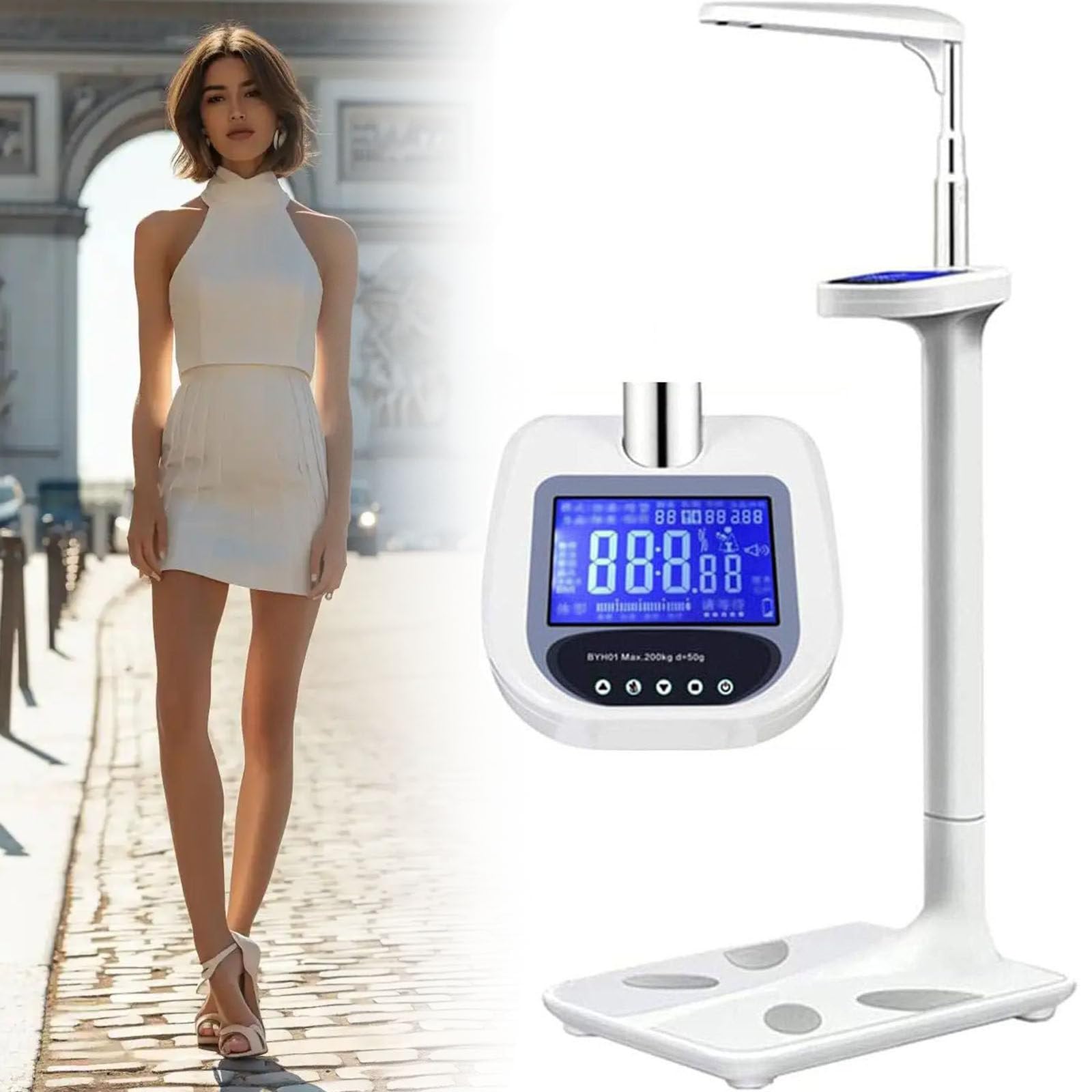 Báscula médica digital, báscula profesional para médicos, báscula ultrasónica de altura y peso con pantalla LCD, instrumento automático de medición de grasa corporal