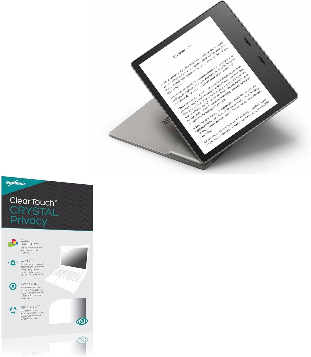 BoxWave Screen Protector Compatible with Amazon Kindle Oasis (3rd Gen 2019) - ClearTouch Crystal Privacy (2-Pack), Privacy Screen Protector Flexible Film Clear