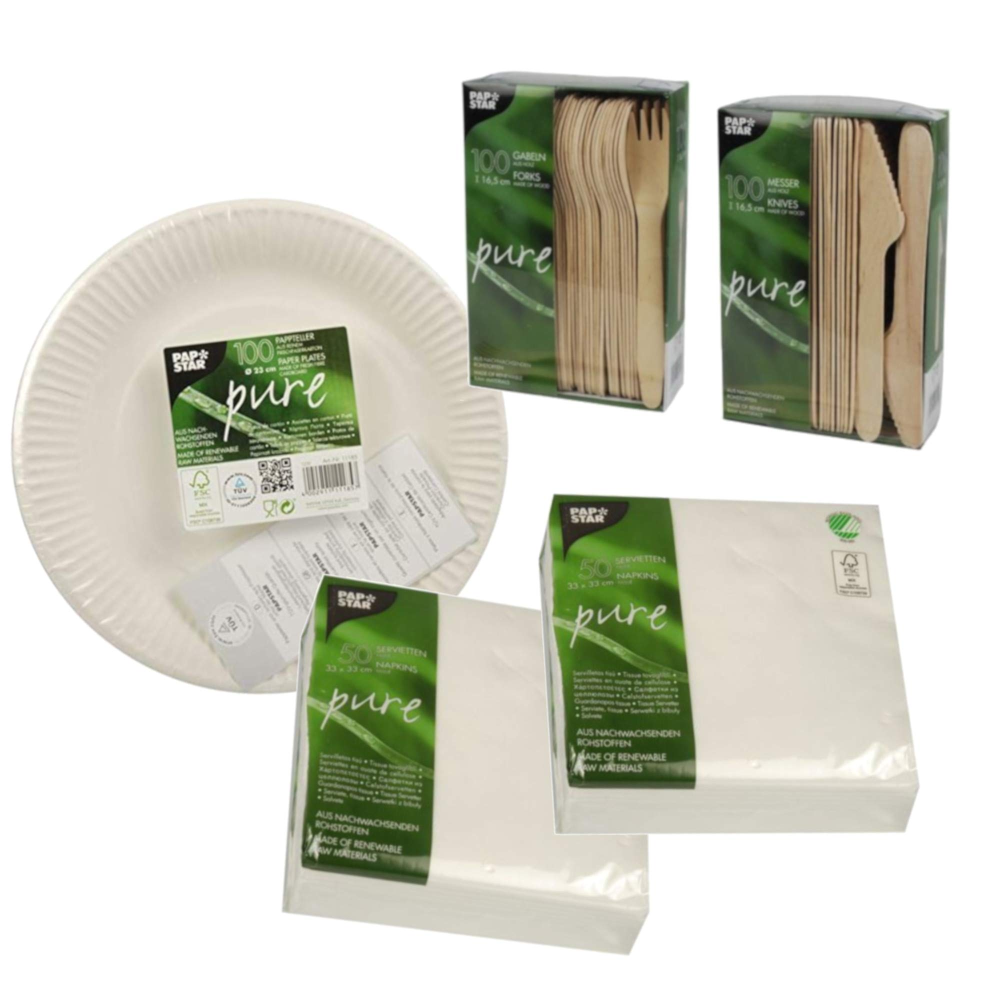 PAPSTAR "Pure, biologisch abbaubar (Komplett-Set, 400teilig)