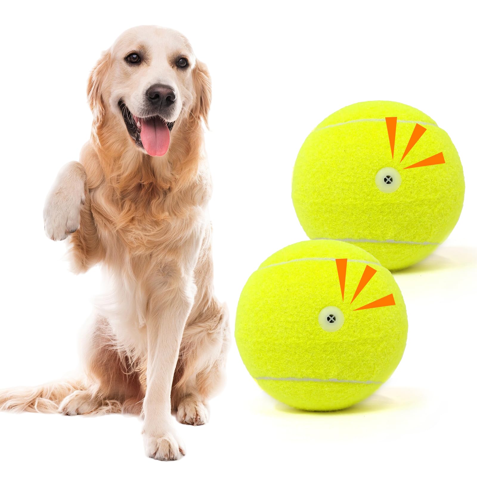 Tennis Ball Dog Toys 2 Pack - 4-Inch Durable and Safe Dog Ball Sound Output from The Large