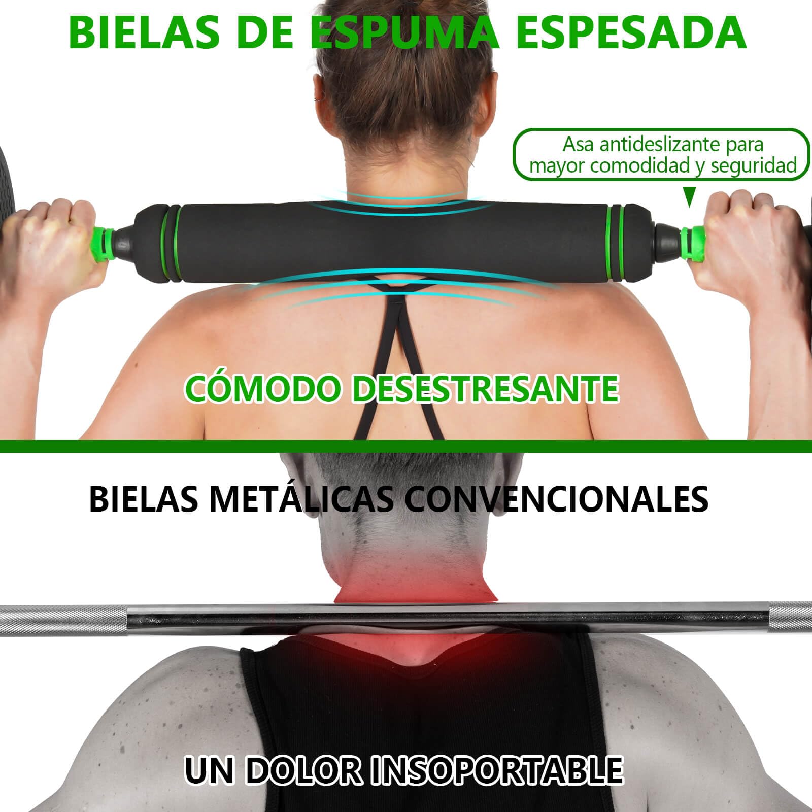 Pesas y Mancuernas Ajustables 10/15/20/30/40 KG Juego de Pesas 3en1 con Barra Recta y Curva, Mangos Antideslizantes, Kit Mancuernas para Gimnasio en Casa