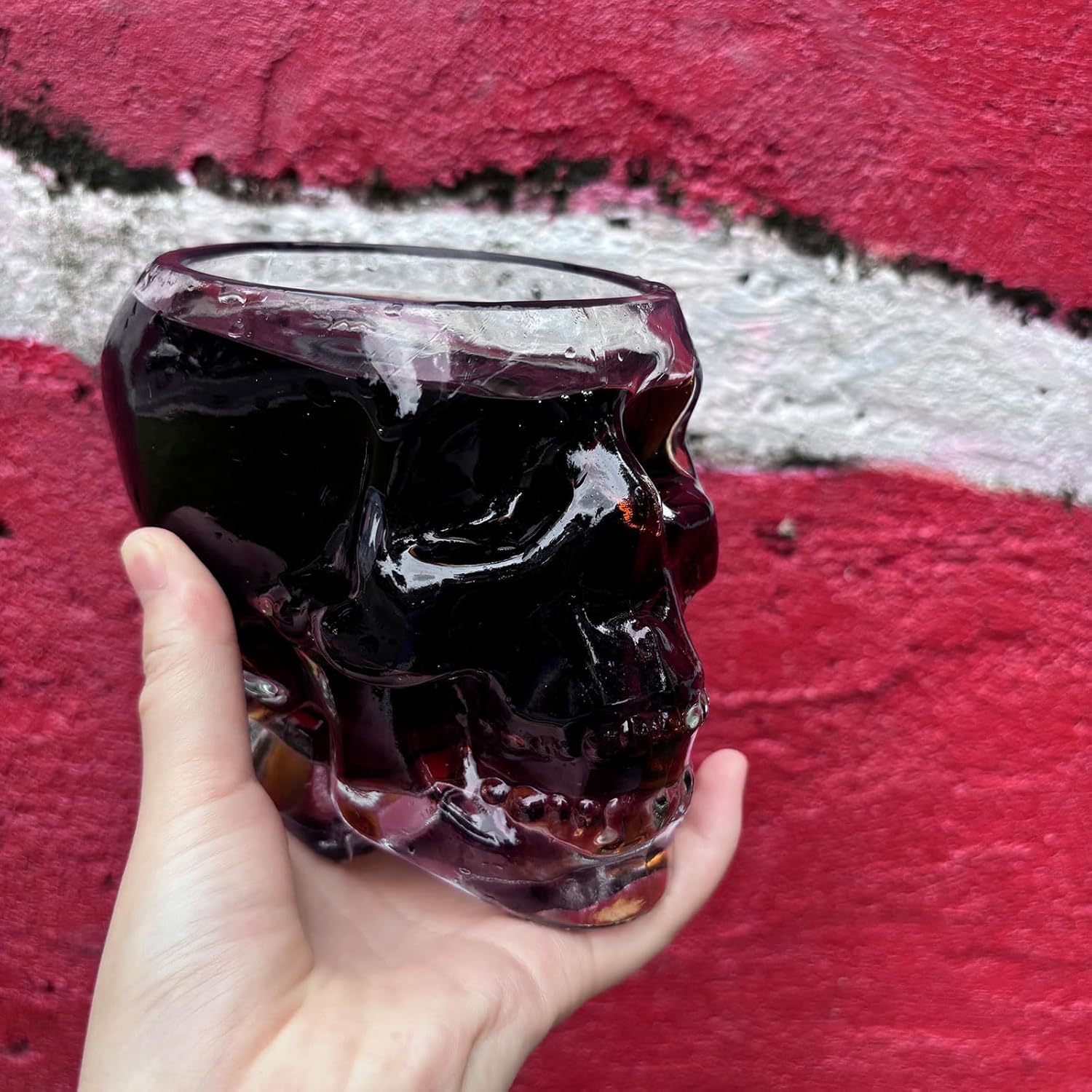 700ML 24oz Skull Wine Glass Funny Large Glasses, Drinking Glass Vodka Spirits Cup Glass Halloween Decorations Gifts,Halloween Themed Party Holiday Gifts New Skull Cup (1 Set)