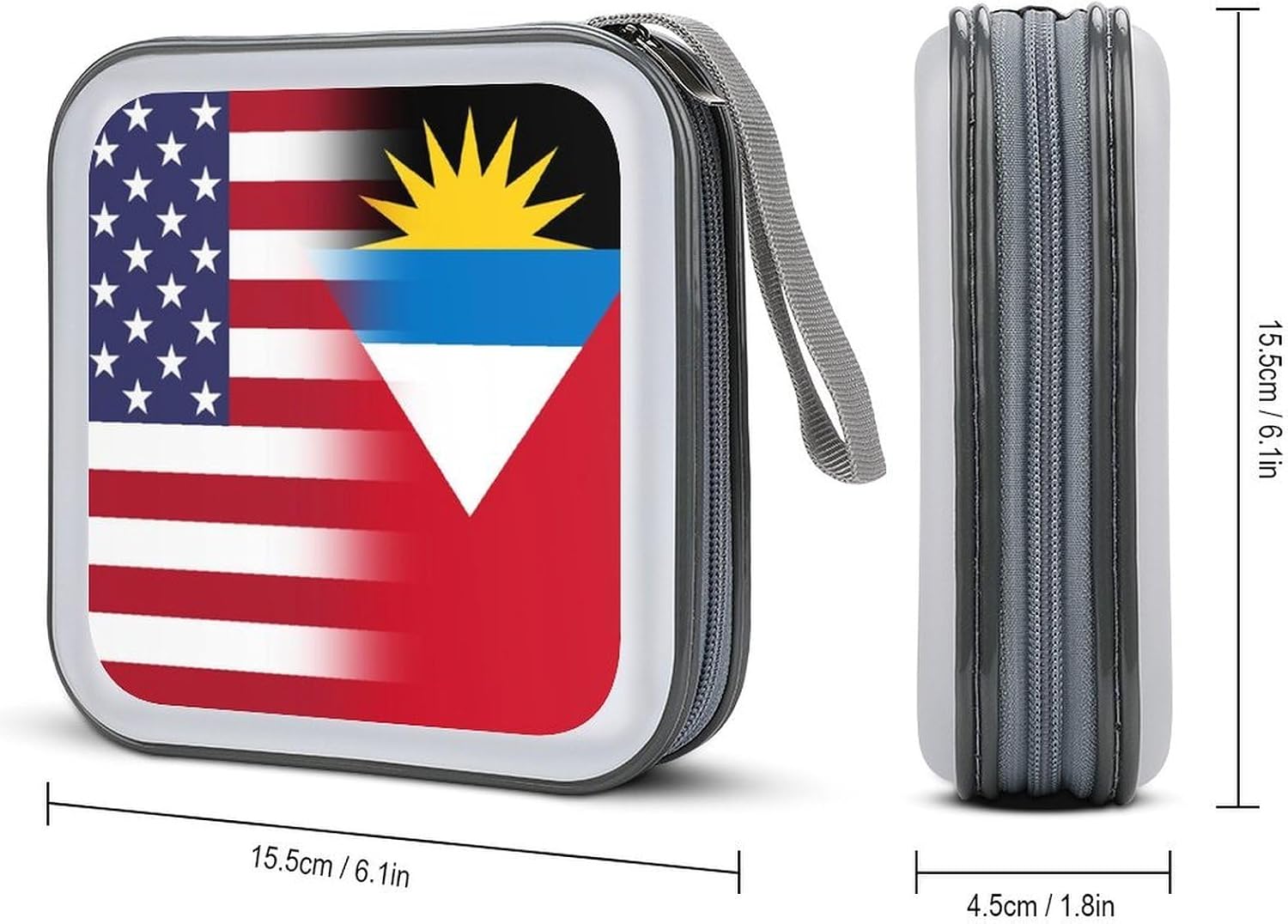 U.S.A. Antiguan And Barbuda Flag Protective CD Case Storage Rack 40 Capacity DVD Holder Organizer Car Travel
