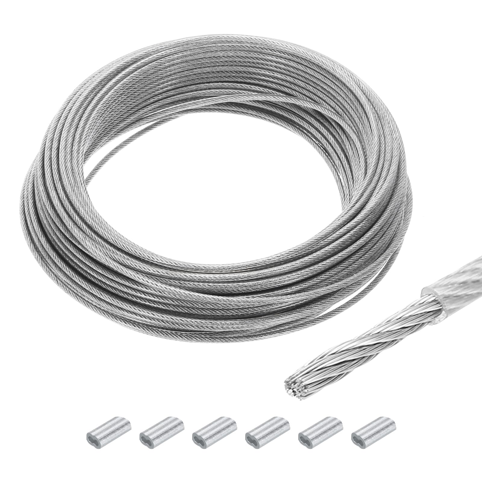 MECCANIXITY 98Ft(30M) Wire Rope 304 Stainless Steel Cable 3/32