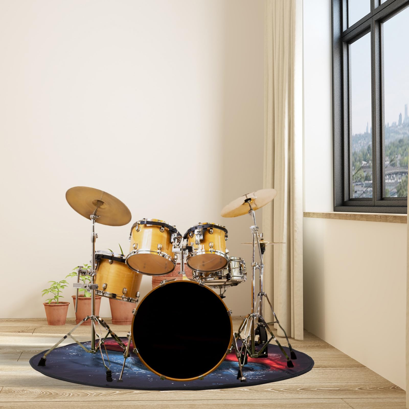 Zerodeko Tappeto Flanella per e Antiscivolo Batteria Insonorizzante in per Drum Acustici ed Elettronici Tappeto da Studio Casa Ristorante