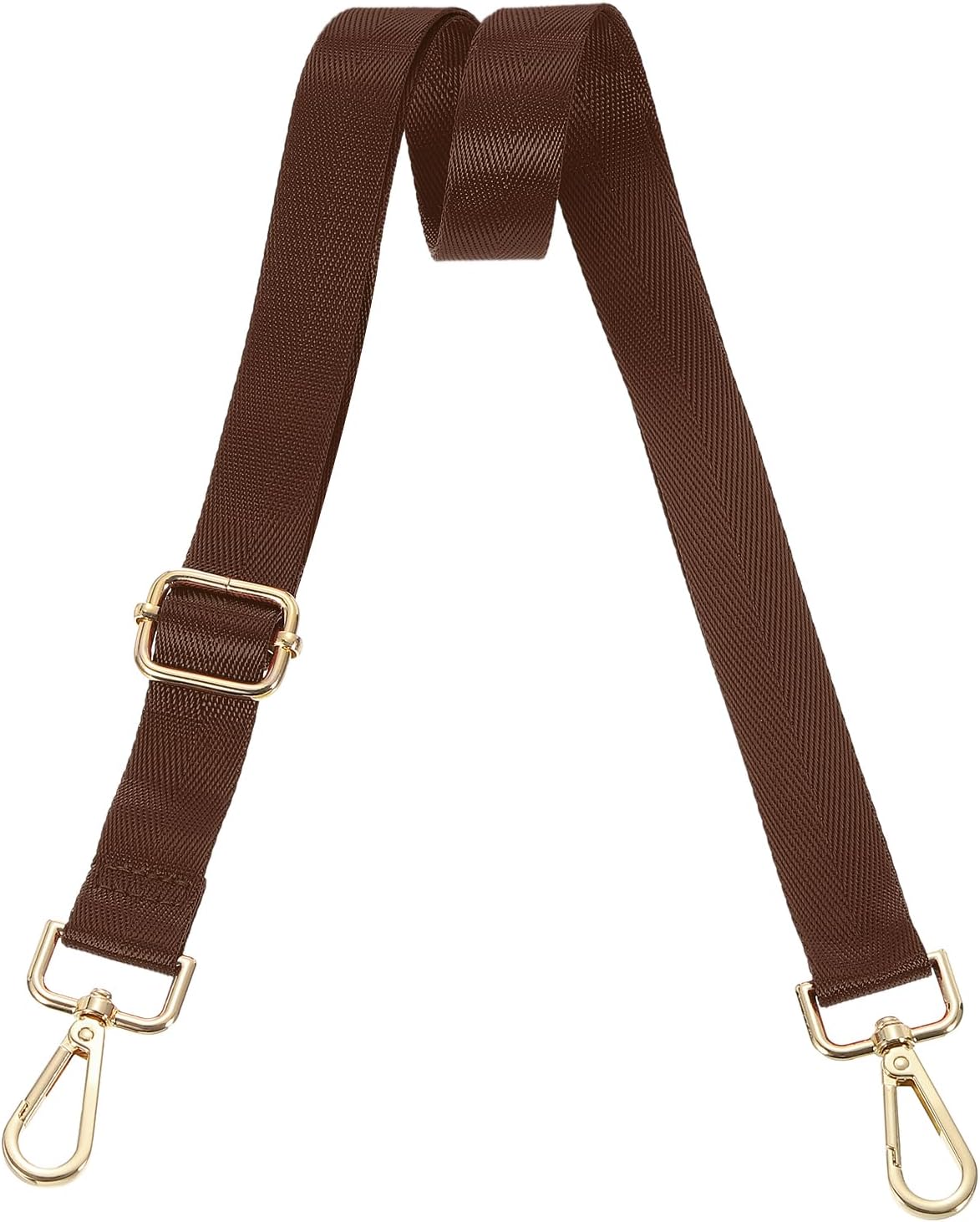uxcell Wide Shoulder Strap, 2.5cm Adjustable Purse Strap Replacement Crossbody Strap for Shoulder Bag Handbag, Dark Brown, Light Gold Pull Core Buckle
