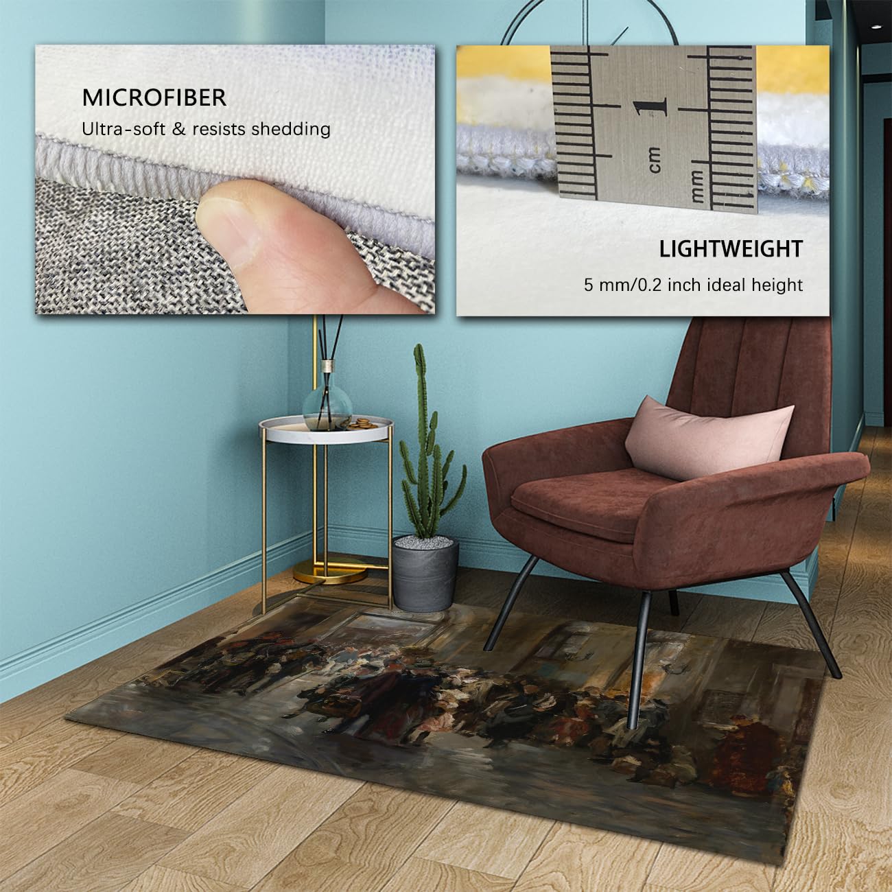 100 x 150 cm Dywaniki do salonu Można prać w pralce Vintage Antypoślizgowy dywan z krótkim włosiem Lekki słynny nadruk farby na podłogę w gospodarstwie kuchennym pod stołem