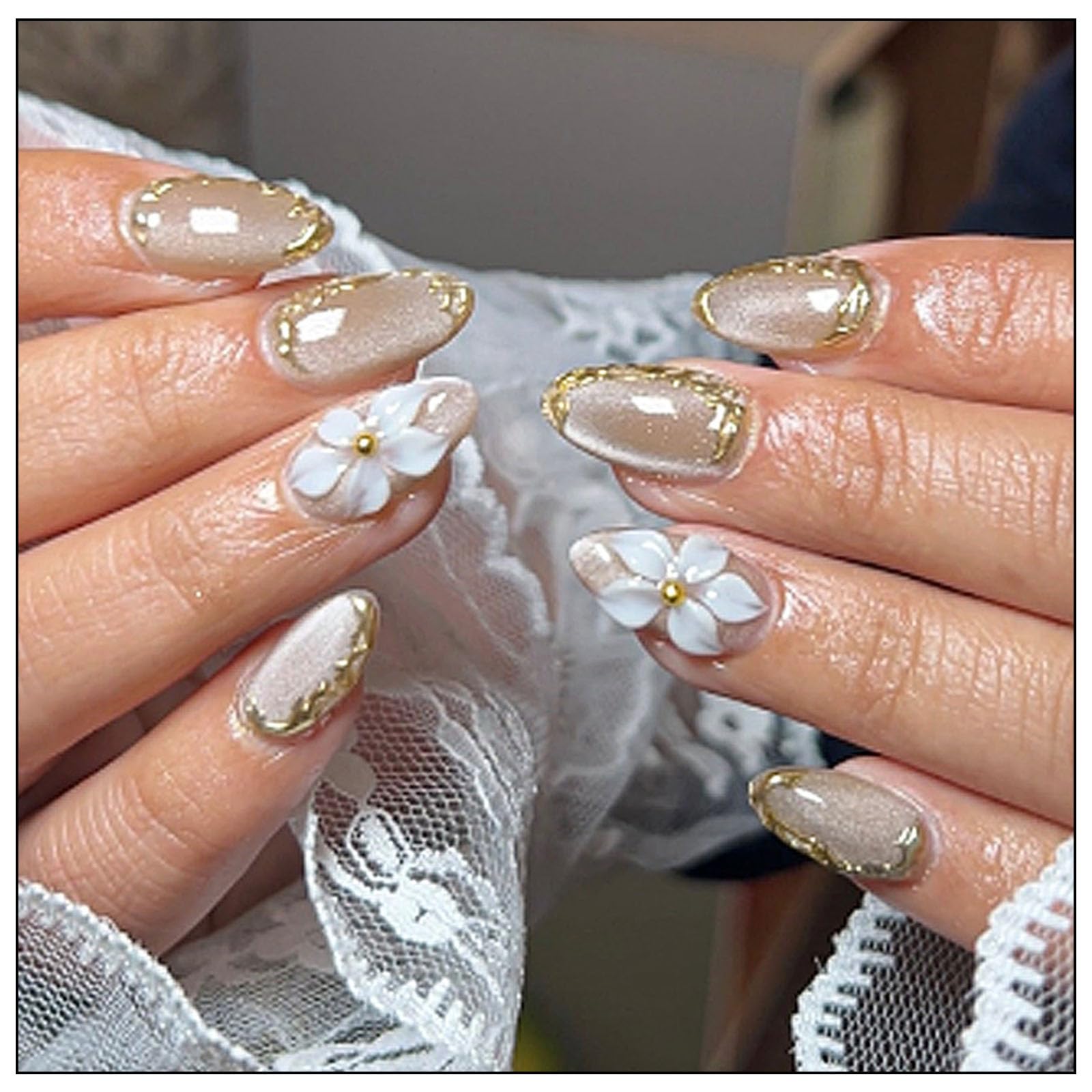 30Pcs Cat Eye Press On Nails, Press On Nails Kit With Hand Painted Embossed Design, Quick Application Fake Nails For Special Occasions And Daily Wear, Nails Extension Kit For Women With Floral Patterns-image-6