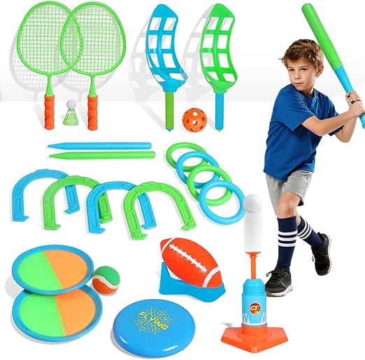 Outdoor Toys for Kids-8-in-1 Fun Outdoor Kids Sports Suit Combination-Backyard Sports Day Family Gathering, Parent, Child Interactive Games-Birthday Gifts Toys for 4 5 6 7 8 Year Old Boy, Girl