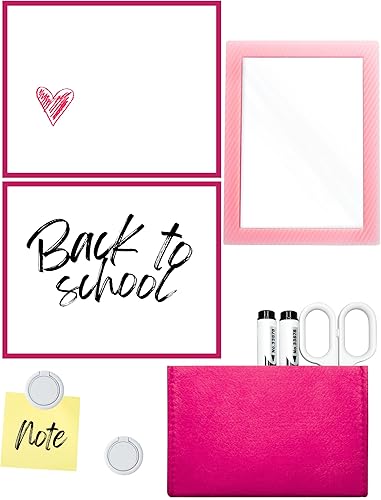 Vista 14 de Espejo magnético para casillero escolar, kit de 5 accesorios de casillero con espejo magnético, tablero de borrado en seco, soporte para bolígrafo