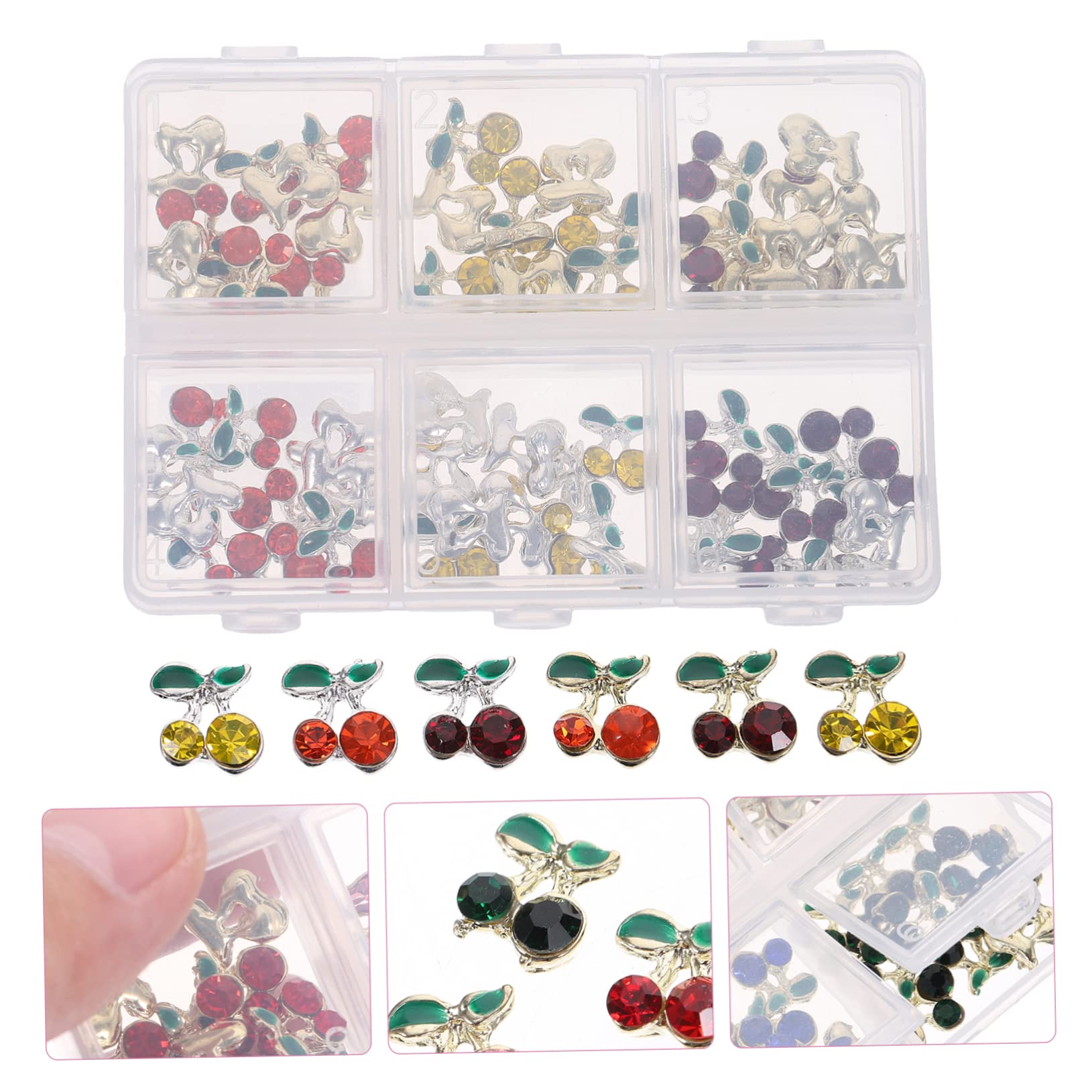 FRCOLOR 2 Set Di Ciondoli Per Unghie Gemme Di Cristallo Di Borchie Con Ciondoli Per Unghie Strass Per Unghie Gioielli Per Unghie Per Donne 60 Pezzi*2