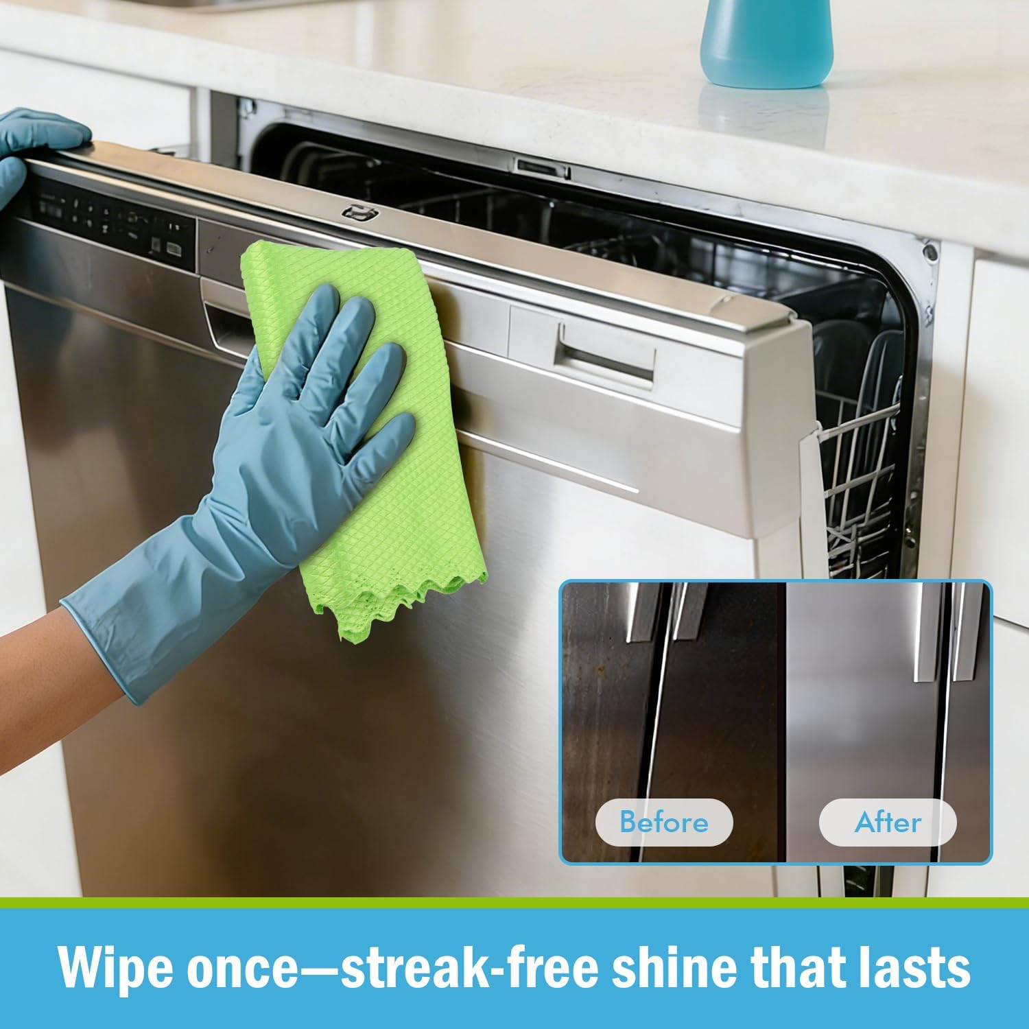 AIDEA Microfiber Glass Cleaning Cloths, 8PK, 16"x16" Premium Microfiber Glass and Window Cleaner, Lint Free Magic Cleaning Cloth, Quickly Clean Windows, Glasses, Windshields, Mirrors, Stainless Steel thumbnail