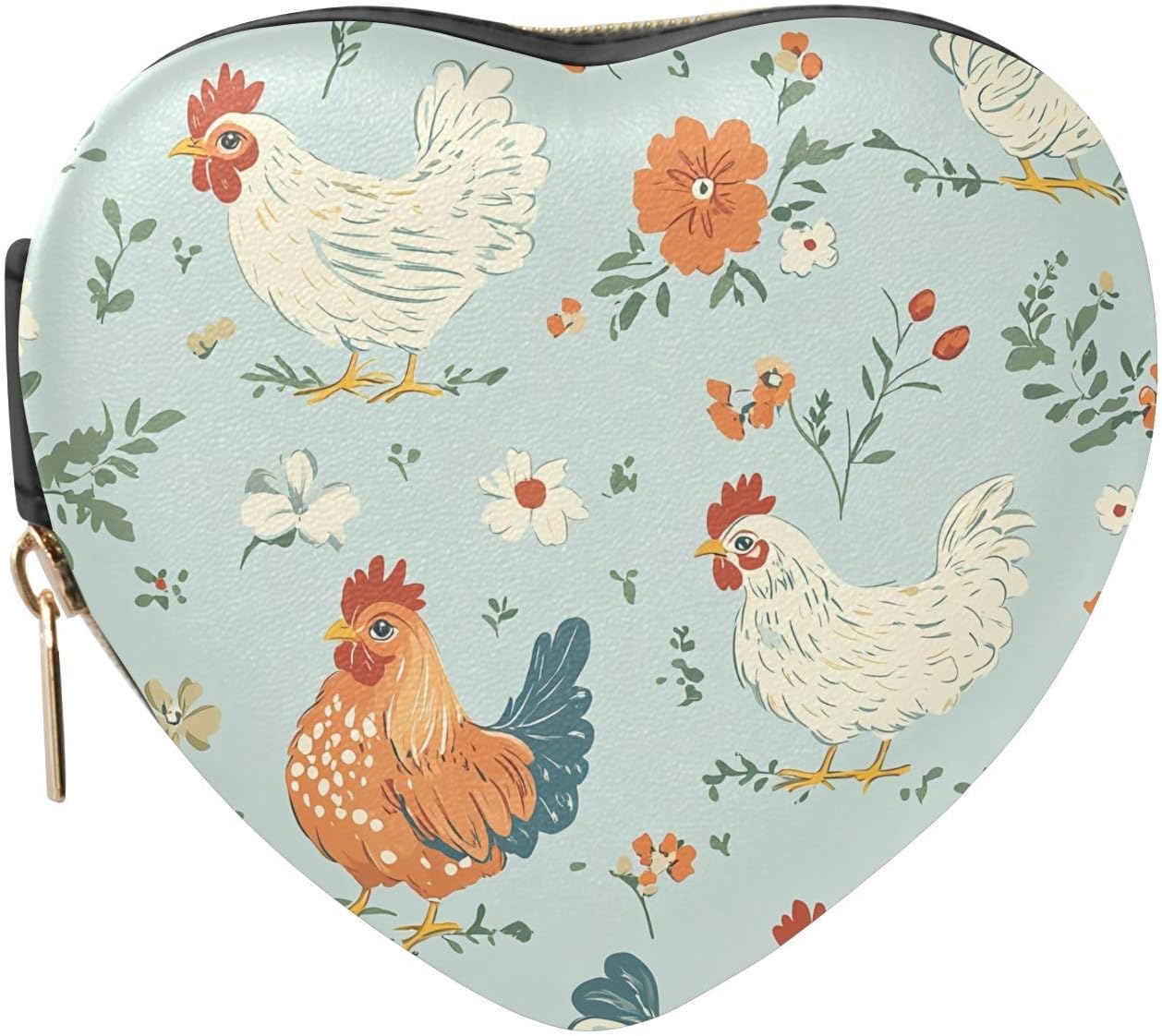 ODAWA Cute Chickens Flowers Jewelry Organizer with Compartments Heart Jewelry Box for Outdoor Vacation