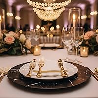 Vista 2 de Servilletas rectangulares blancas con borde dorado, paquete de 50 servilletas de papel elegantes, servilletas desechables de 22 x 22 pulgadas