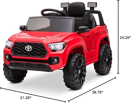 Miniatura 7 de Kidzone Camión eléctrico Toyota Tacoma de 12 V, funciona con pilas, para niños, vehículo eléctrico de juguete con control remoto, 3 velocidades,