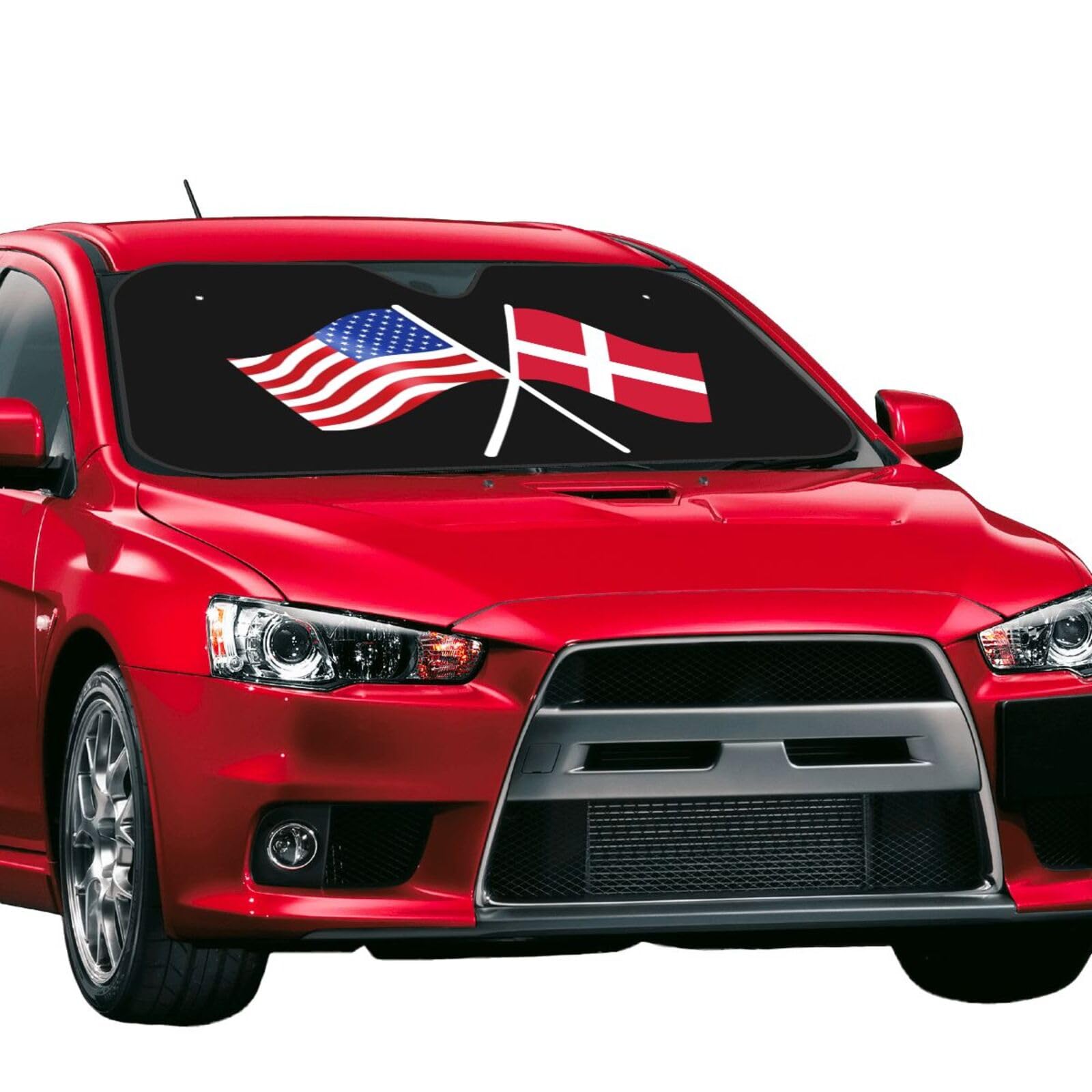 Windshield Sun Shade for Car Durable Bubble Aluminum Film Material American and Denmark Flag Car Sun Visor