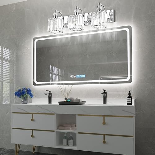Miniatura 42 de Ralbay - Luces de baño de cristal negro 3 luces, accesorios de iluminación de tocador de baño de cristal, modernas luces de pared de baño de espejo