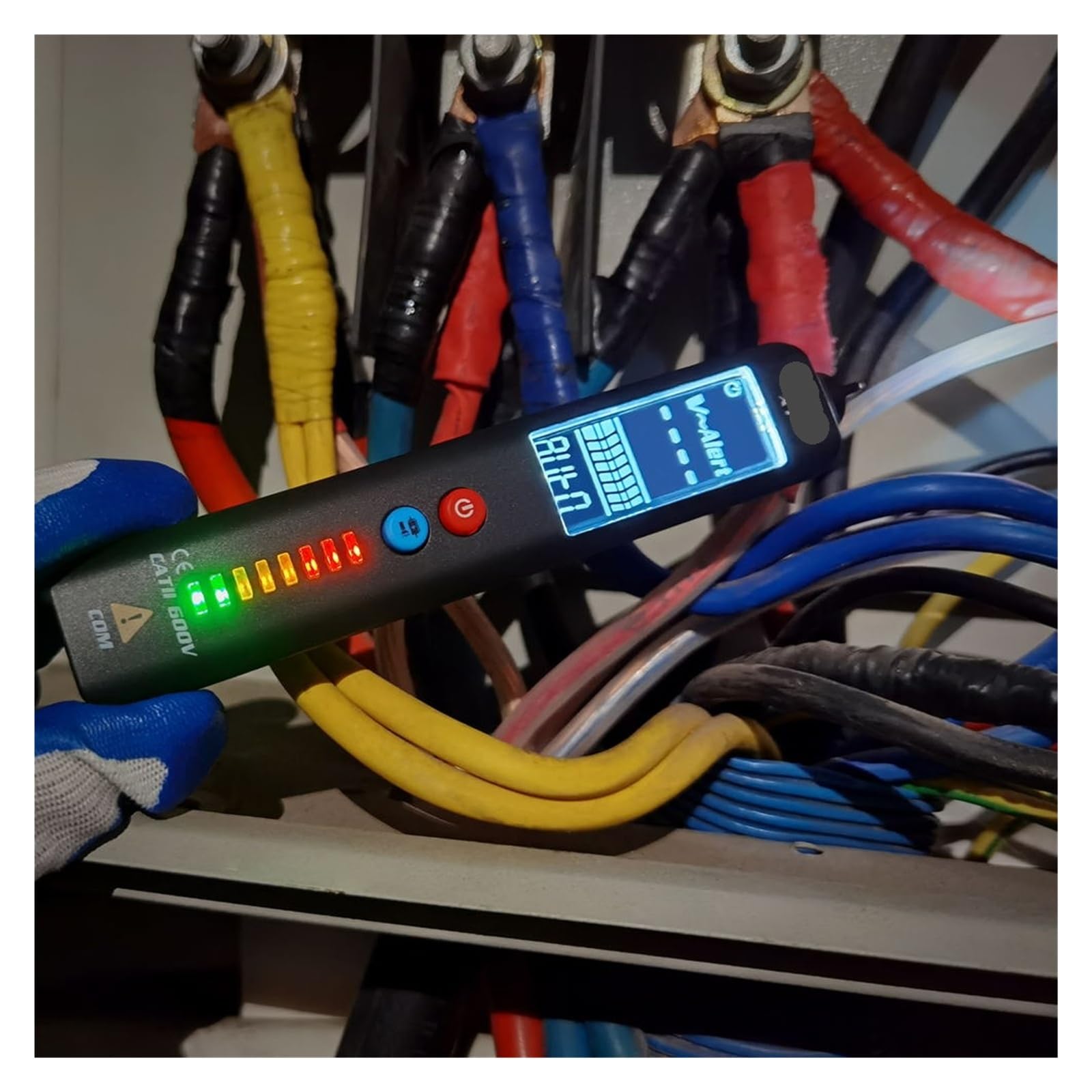 Spannungsprüfer, LCD-Spannungsdetektor mit 3 Zeilenanzeige, berührungsloser AC-Stift, stromführender Leitungsbruchpunktortung Schutzhülle