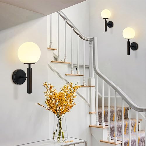 Miniatura 8 de KCO Lighting - Lámpara de pared moderna dorada de mediados de siglo, industrial mate, globo de cristal, lámpara de pared para dormitorio, luz de