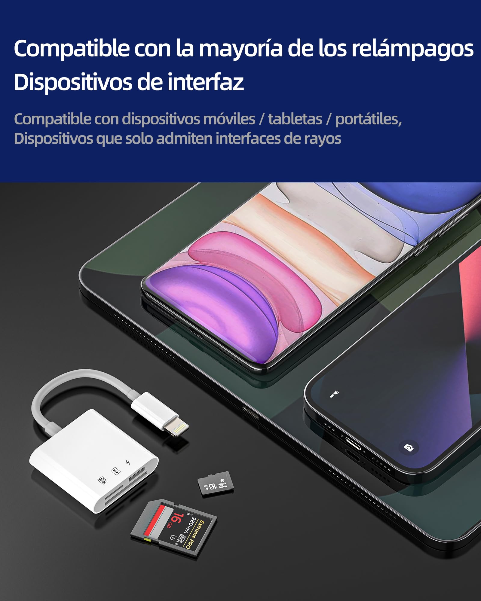 Lettore di schede SD Lightning (3 in 1) per iPhone 14 13 Pro Max, caricabatterie, cavo adattatore, lettore di schede micro SD, certificato MFI per Apple, iPad, Fotocamera, TF Memory Stick, Foto