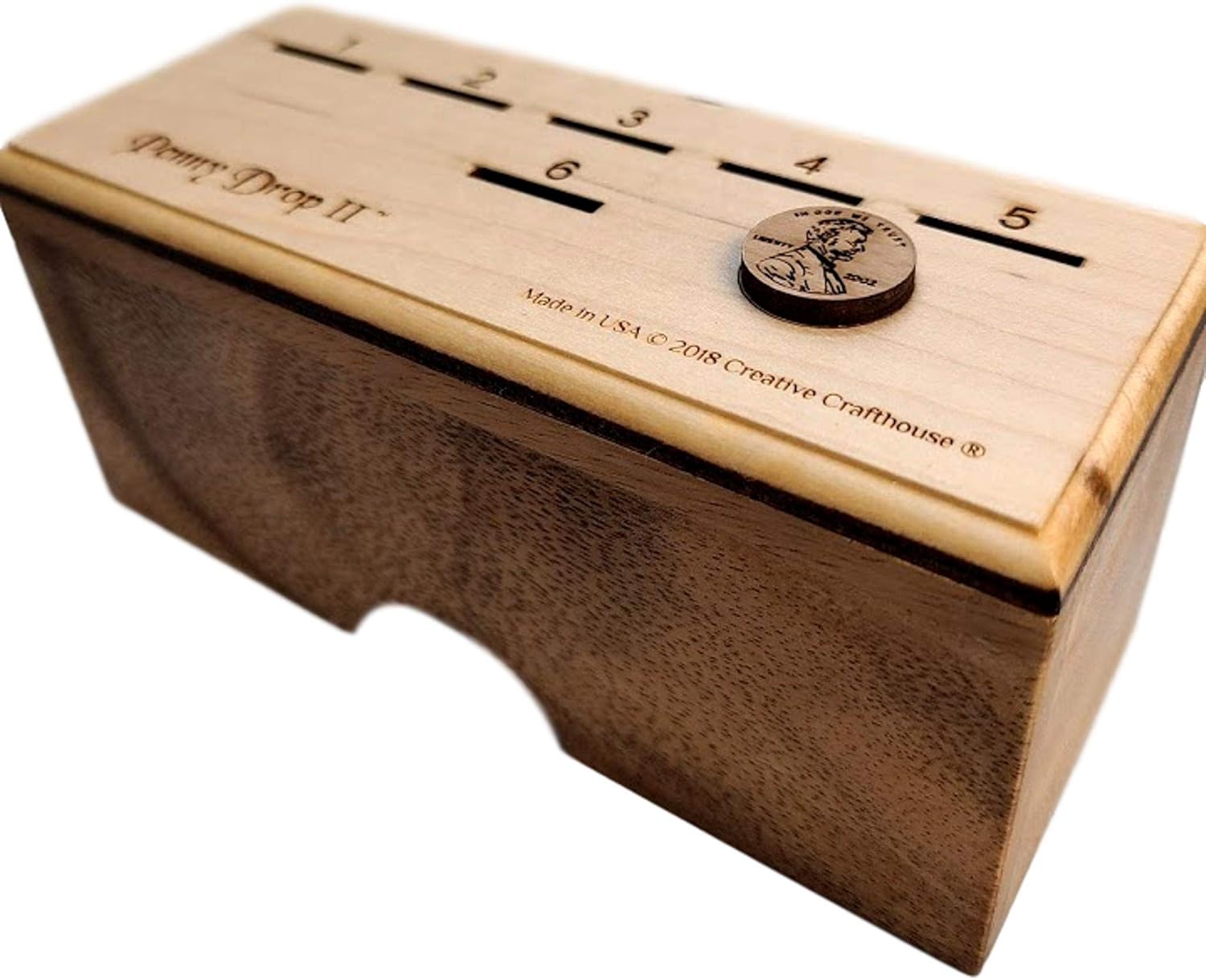 Penny Drop II Wooden Dice Game – Handmade Family Game with Maple Wood Lid