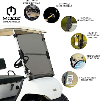 MODZ Golf Cart Windshield for Yamaha G14-G19 Golf Carts - Clear