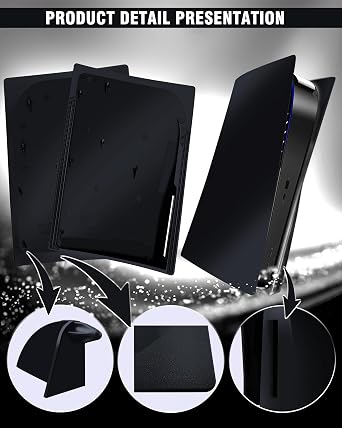 Joso Faceplate for PS5 Disc Edition, Anti-Scratch Dustproof Plates Replacement Cover Skin Accessories Compatible with PS5 Console with a Disc Drive, Black, 2020 Standard Version