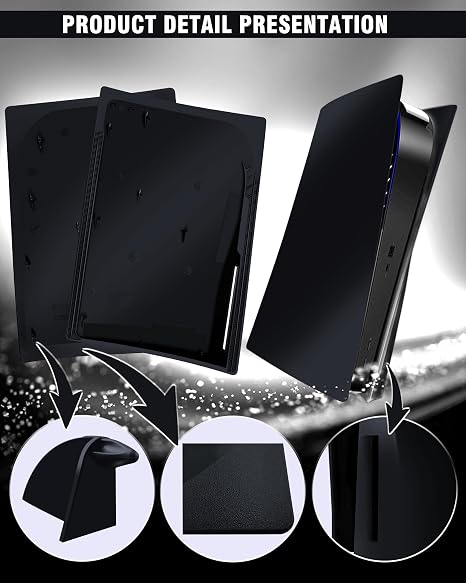 Joso Faceplate for PS5 Disc Edition, Anti-Scratch Dustproof Plates Replacement Cover Skin Accessories Compatible with PS5 Console with a Disc Drive, Black, 2020 Standard Version