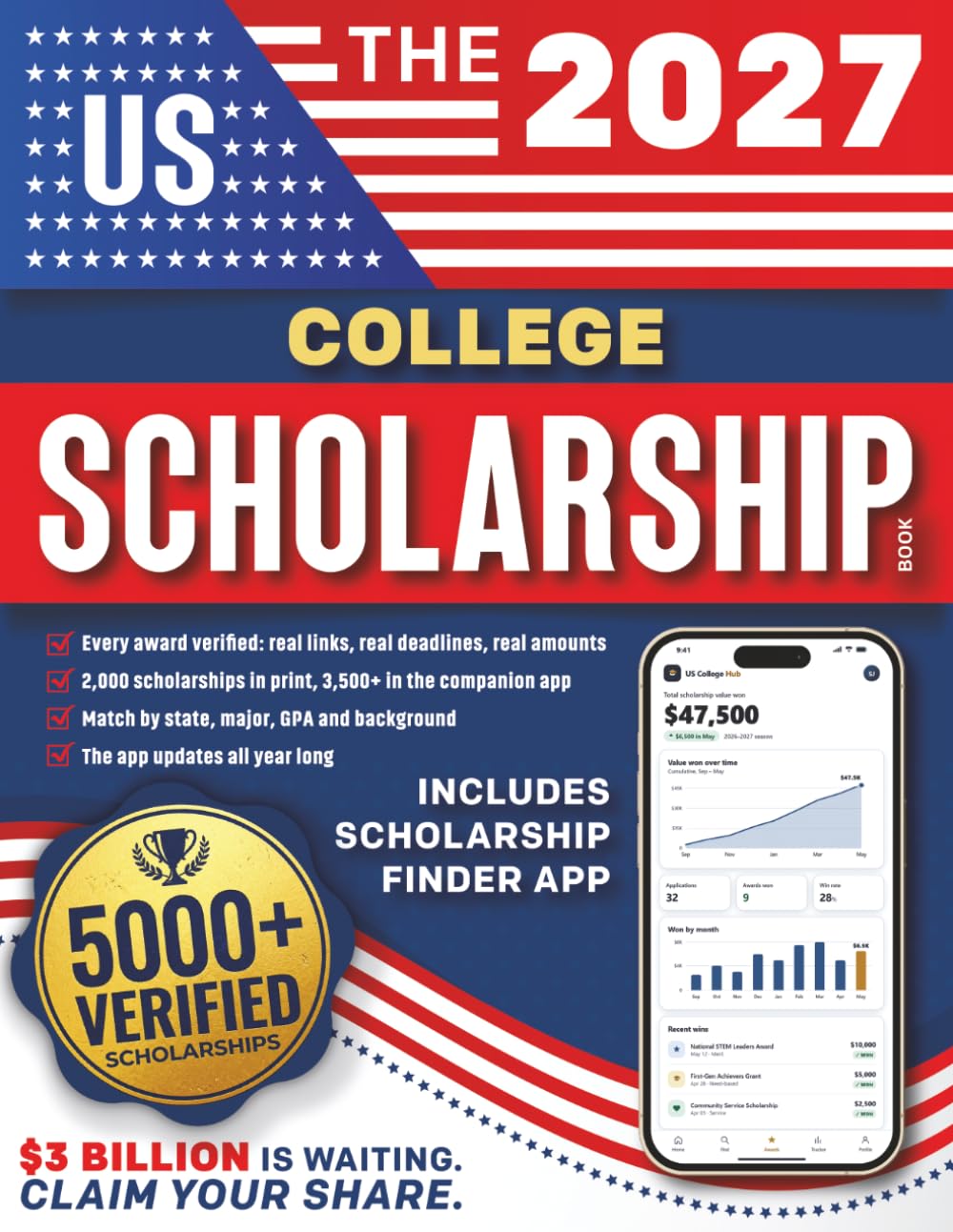 The 2027 US College Scholarship Book: Access 5,000+ Verified Scholarships, $3 Billion in Grants and Financial Aid for the 2026-2027 Season, in Print and App (Campus Scholar Guides)