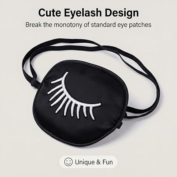 1PCS Black Silk Wadding Eye Piece Shading Adjustable One Eye Patch Strabismus Corrected Amblyopia Sponge Eye Paste Visual Recovery Cover Pads Blinders for Adults