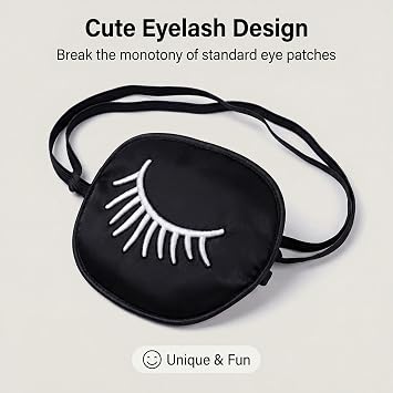 1PCS Black Silk Wadding Eye Piece Shading Adjustable One Eye Patch Strabismus Corrected Amblyopia Sponge Eye Paste Visual Recovery Cover Pads Blinders for Adults