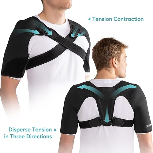 Miniatura 2 de U.Y.U ESENCE Soporte de hombro doble para mujeres y hombres, alivio del dolor de hombro, soporte de hombro doble para manguito rotador, hombro