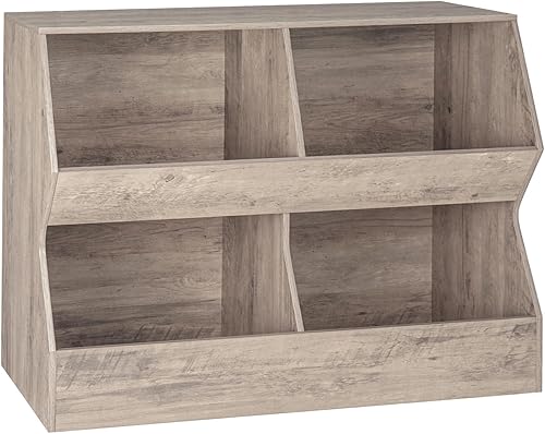 Miniatura 13 de DINZI LVJ Estantería para niños, organizador de almacenamiento de juguetes, armario de almacenamiento de juguetes de madera, estantería para niños