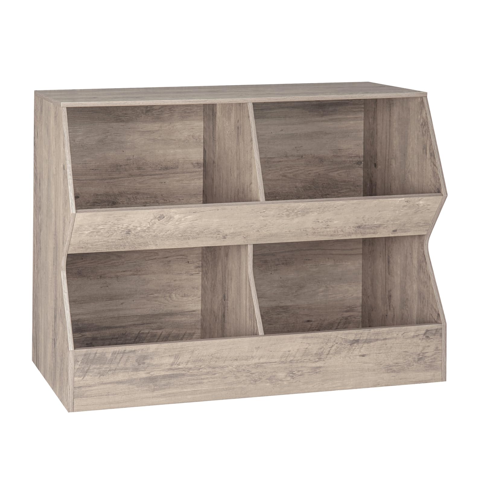 DINZI LVJ Kids Bookshelf, Toy Storage Organizer, Wooden Toy Storage Cabinet, 4 Cubby Children Bookcase, 43.3" L Toddler Book Shelf for Bedroom,