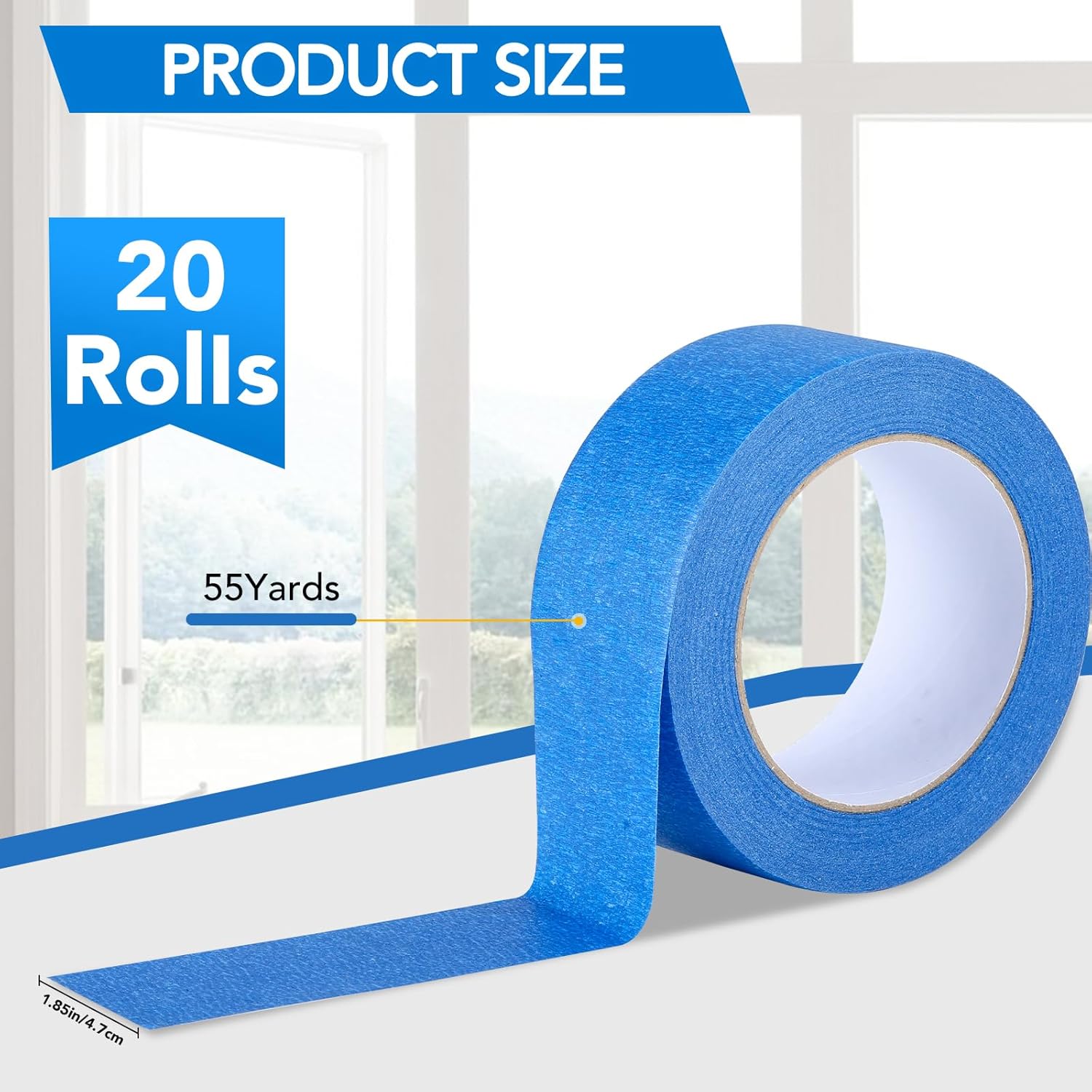 VOISEN 21 Packs Painters Tape, Blue Painters Tape, 2 Inch Wide (1.85 in x 55 Yds), Masking Tape for Multi-Purpose, Masking Tape Bulk,DIY Artist Craft Arts, Decoration, Drafting, No Residue