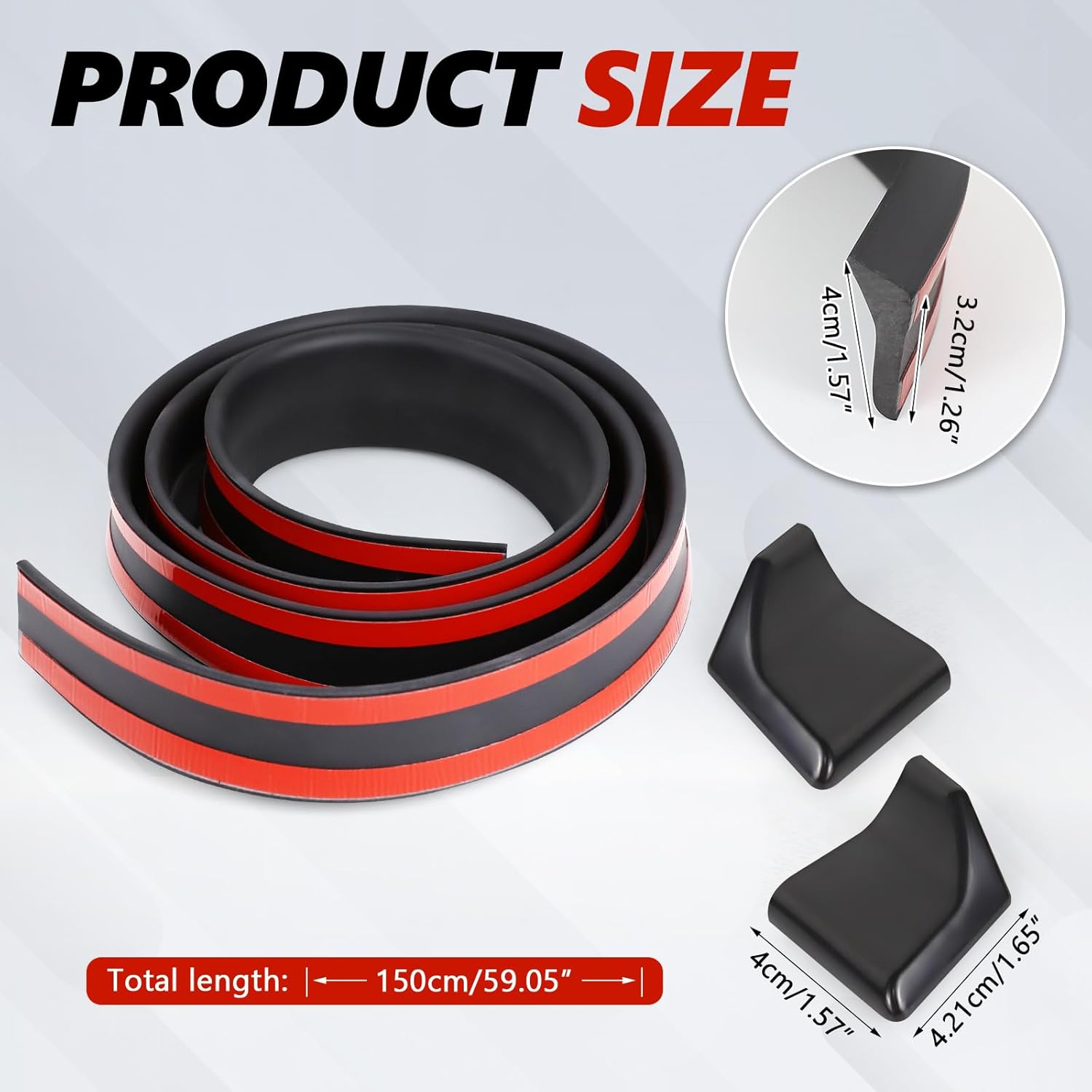 car rear spoiler roof lip kit, rubber car trunk roof spoiler trim strip, rear trunk lip roof spoiler sticker bar, cool car decoration, punch-free vehicle exterior accessories (matt black)