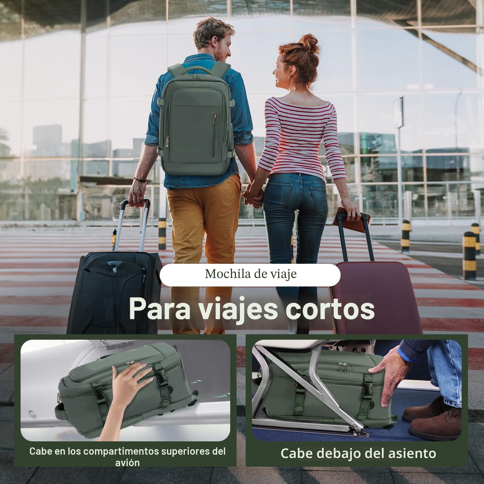 OTAHGK Mochila de Viaje Cabina Avion 40 x 20 x 25 para Ryanair Equipaje de Mano Maletas de Cabina Bolsa de Viaje para Portátil de 14 Pulgadas con Orificio de Carga USB y Bolsillo Antirrobo