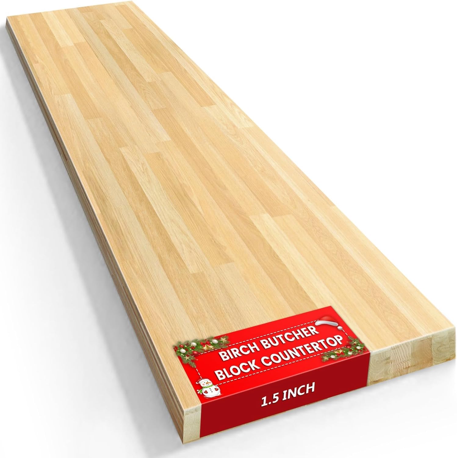 Butcher Block Countertop, Solid Wood Table Top - 6ft Unfinished Birch Work Bench Top Cut to Size for DIY Desktop/Washer Counter/Office Desk/Kitchen Island/Living and Dining Room Tables 72x25x1.5in