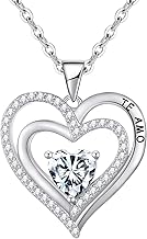 Tusuzik Collar Mujer Plata de Ley 925 Colgantes Doble Corazon Te Amo Collares Mujeres Joyas Regalos Originales para Regalo Mama Madre Amigo Novia