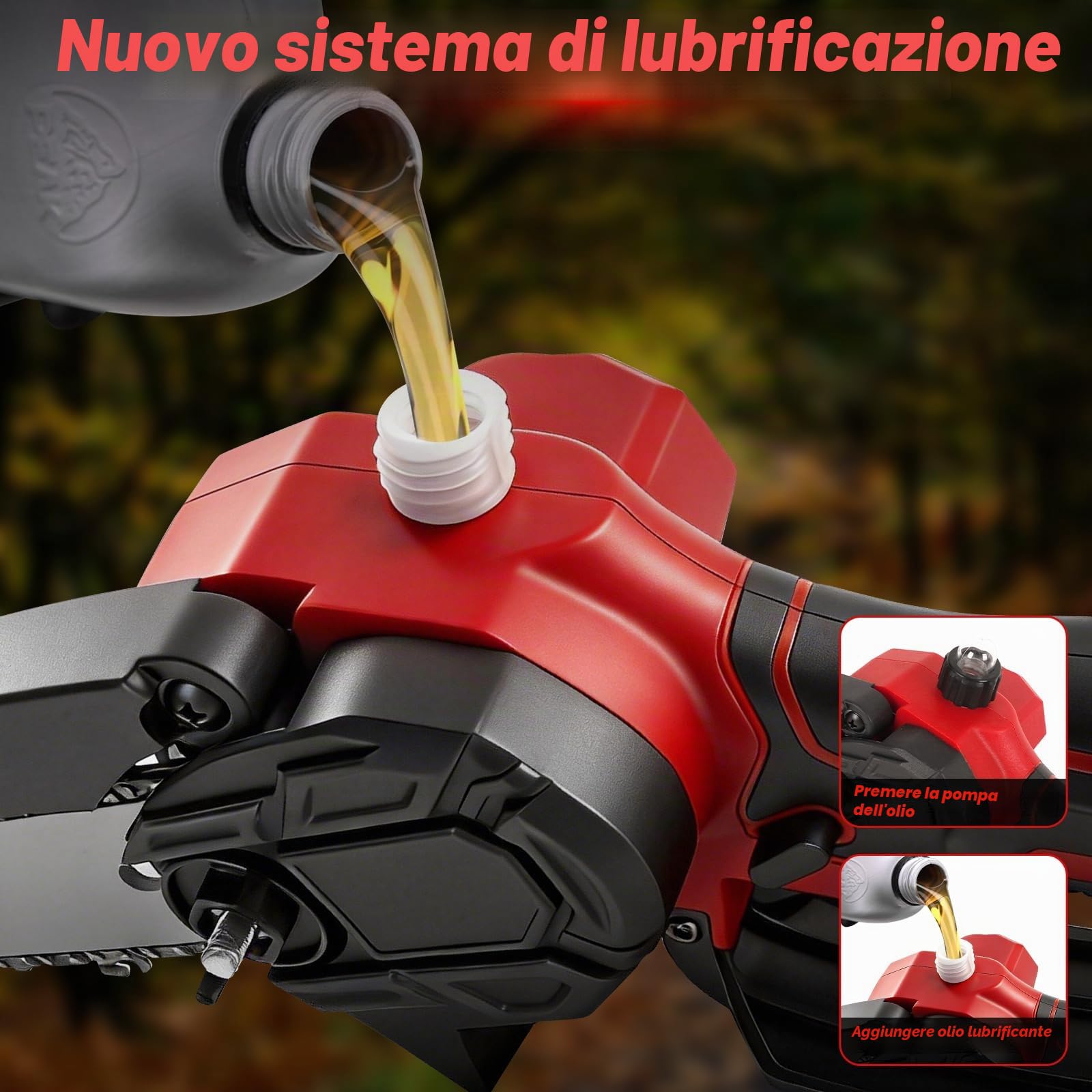 Mini motosega da 8 pollici con asta telescopica e cesoie elettriche da 28 mm, set di attrezzi da giardino 4 in 1, compatibile con batteria Milwaukee da 18 V, portata massima fino a 4 m (senza batteria