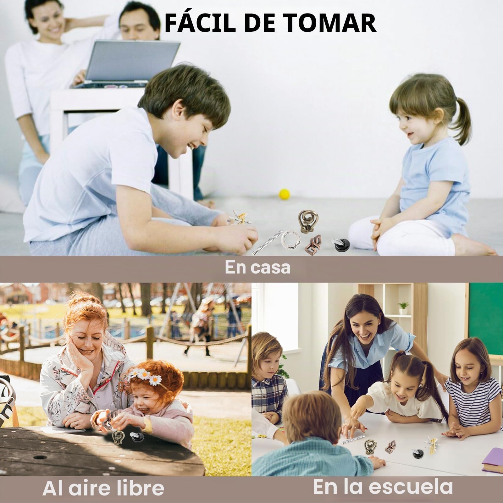 Joyeee 15 Piezas Brain Teaser Rompecabezas de Alambre de Metal, Mind Game IQ Test Unlock Toy, Interlock Challenge Puzzle Game Juguete Educativo Regalo para niños Niñas Adolescentes Adultos, #G